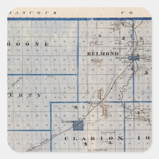 アイオワ州のライト郡の州の地図 スクエアシール (正面)