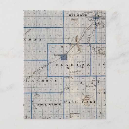 アイオワ州のライト郡の州の地図 ポストカード (正面)