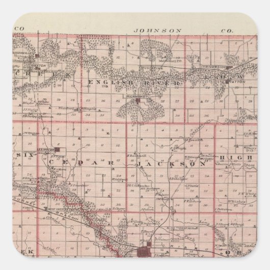 アイオワ州のワシントン郡の州の地図 スクエアシール (正面)