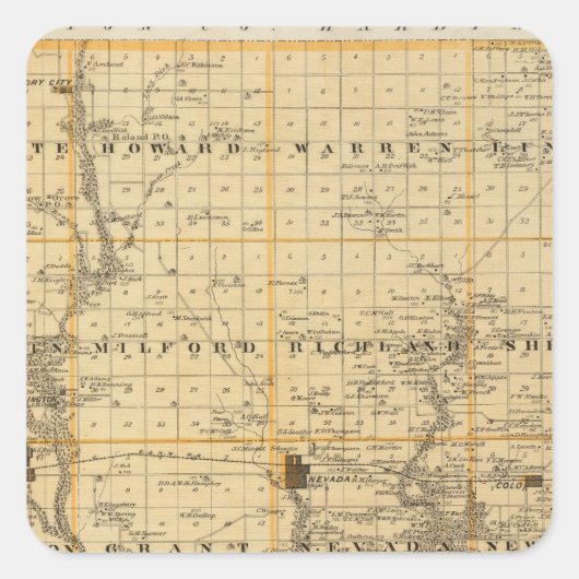 アイオワ州の州の地図 スクエアシール (正面)