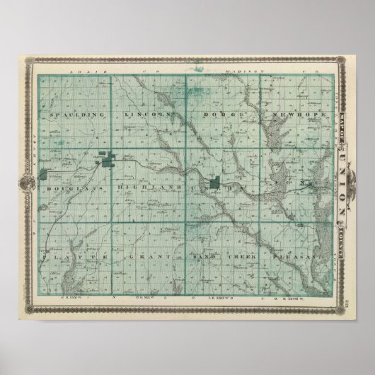 アイオワ州の州の地図 ポスター (正面)