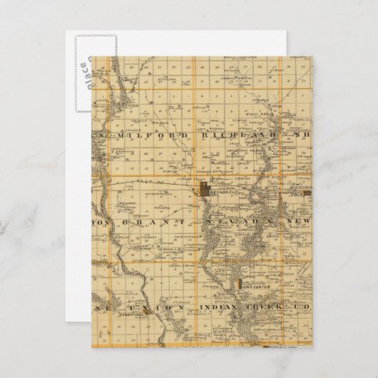 アイオワ州の州の地図 ポストカード (正面/裏面)