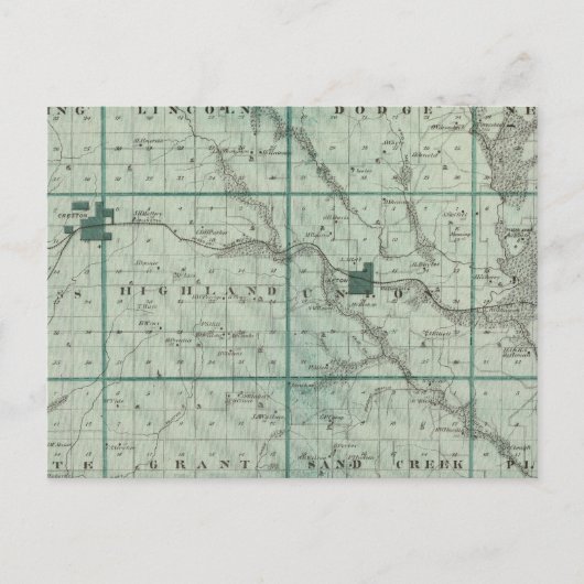 アイオワ州の州の地図 ポストカード (正面)