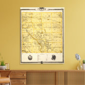 アイオワ州の州シーダー郡の地図 キャンバスプリント (インサイチュ (リビング))