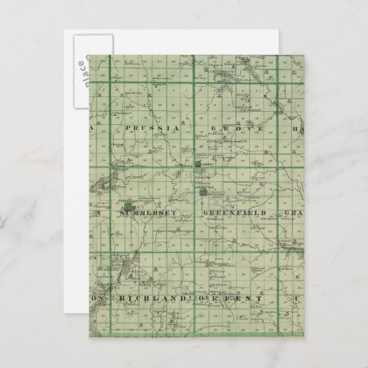 アイオワ州の州、アドエア県の地図 ポストカード (正面/裏面)