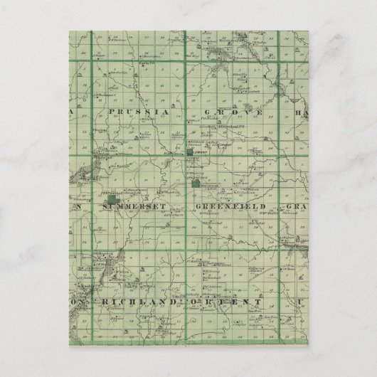 アイオワ州の州、アドエア県の地図 ポストカード (正面)