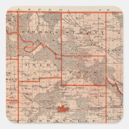 アイオワ州の州、マリオン県の地図 スクエアシール (正面)