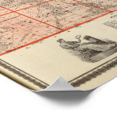 アイオワ州の州、マリオン県の地図 ポスター (角)