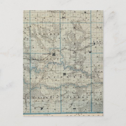 アイオワ州の州、keokk郡の地図 ポストカード (正面)