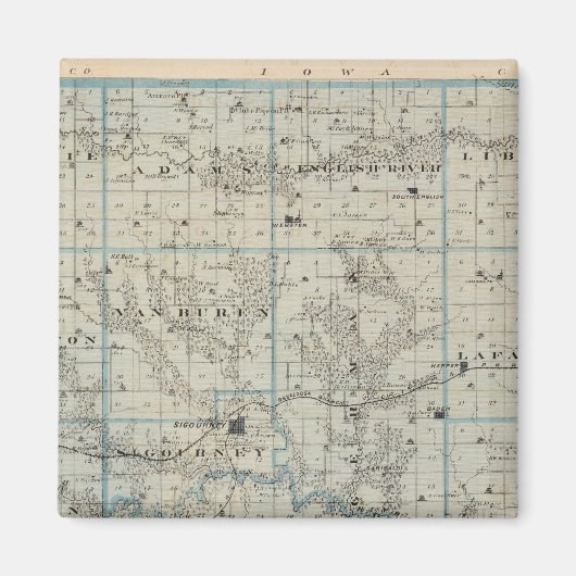 アイオワ州の州、keokk郡の地図 マグネット (正面)