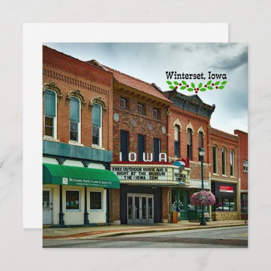 アイオワ州ウィンターセット - クリスマスの挨拶 シーズンカード (正面/裏面)