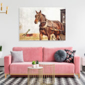 アイオワ州カローナのアミッシュホースと乳母車 キャンバスプリント (インサイチュ (リビング))