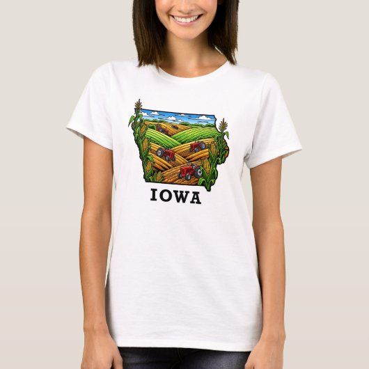 アイオワ州タトゥースタイルコーンフィールズ農地 Tシャツ (正面)
