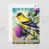 アイオワ州バードイースタンゴールドフィンチ ポストカード (正面/裏面)