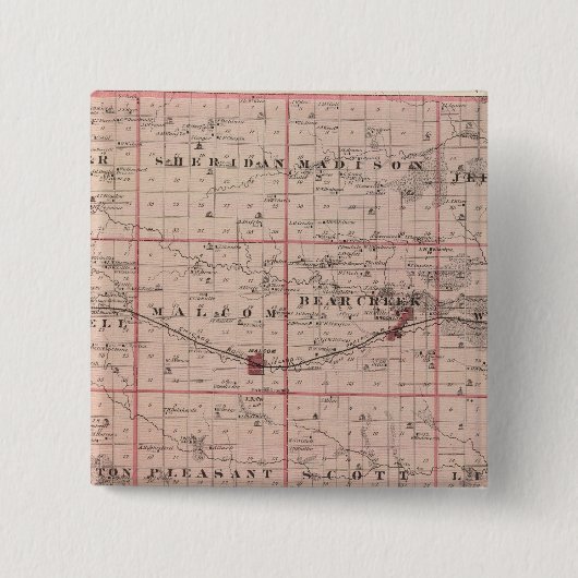 アイオワ州パウシェック郡州地図 缶バッジ (正面)