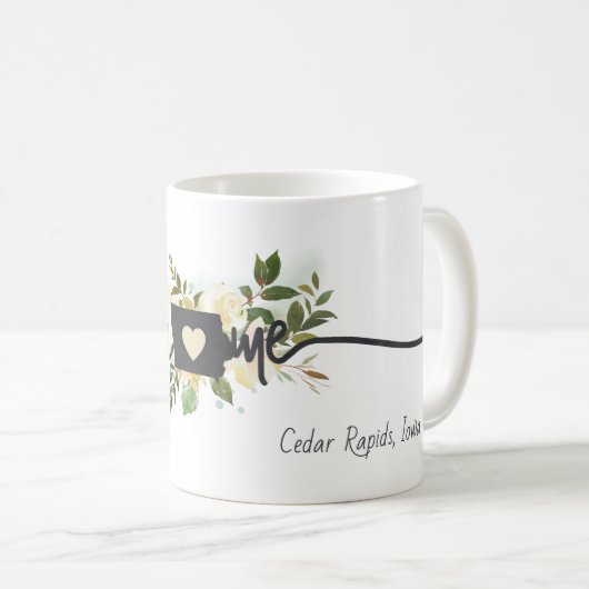 アイオワ州パーソナライズされたユアホームシティシ素朴ック コーヒーマグカップ (正面右)