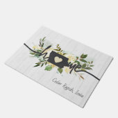 アイオワ州パーソナライズされたユアホームシティシ素朴ック ドアマット (アングル)