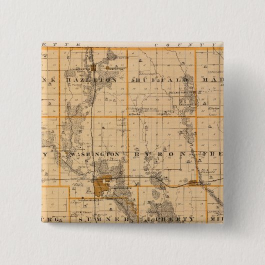 アイオワ州ブキャナン郡州図 缶バッジ (正面)