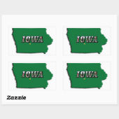 アイオワ州マップ緑の輪郭と写真文字 長方形シール (シート)