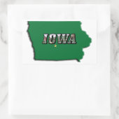 アイオワ州マップ緑の輪郭と写真文字 長方形シール (バッグ)