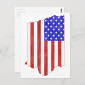 アイオワ州型アメリカ国旗ホーキー愛国的アイオワ ポストカード (正面/裏面)
