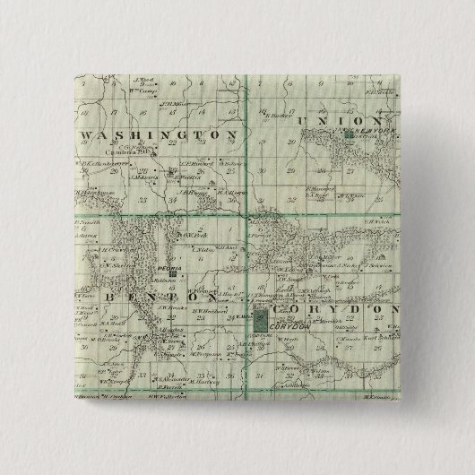 アイオワ州州のMap of Wayne County 缶バッジ (正面)
