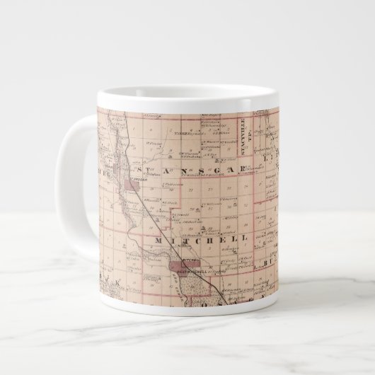 アイオワ州州ミッチェル郡地図 ジャンボコーヒーマグカップ (正面左)