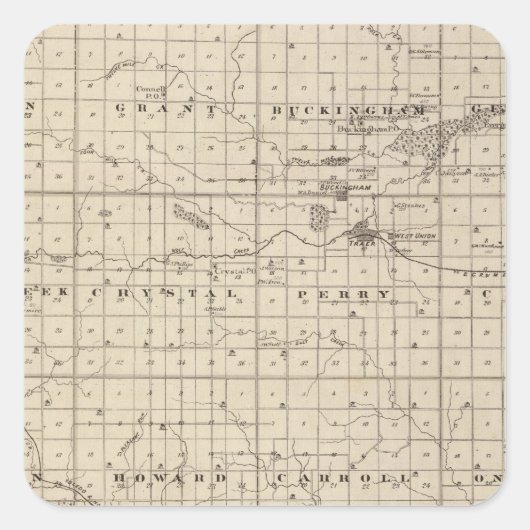アイオワ州州多摩郡の地図 スクエアシール (正面)