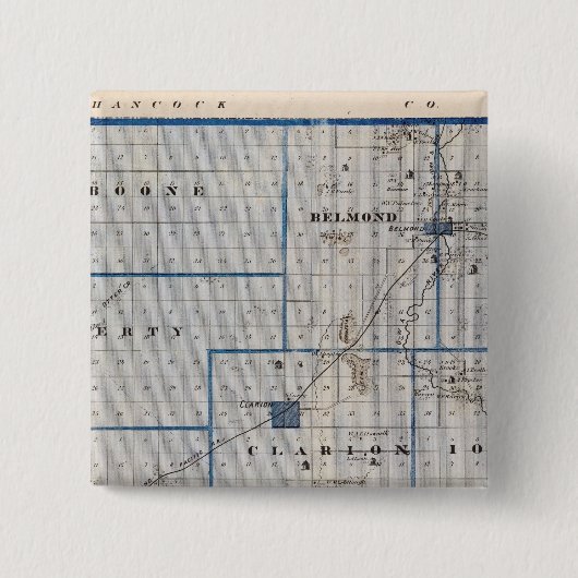 アイオワ州州Wright County地図 缶バッジ (正面)