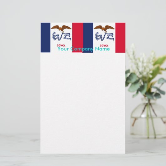 アイオワ州旗の付いた文房具 便箋 (スタンド正面)