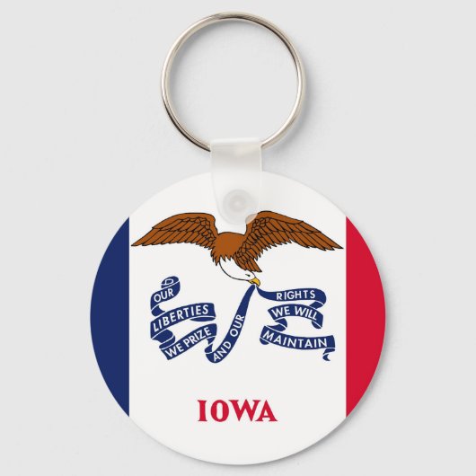 アイオワ州旗を持つキーチェーン州 キーホルダー (正面)