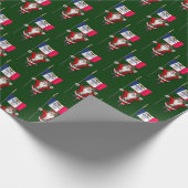 アイオワ州旗を持つサンタ ラッピングペーパー (角)