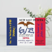 アイオワ州旗を持つベビーシャワー招待状 招待状 (スタンド正面)