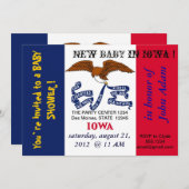 アイオワ州旗を持つベビーシャワー招待状 招待状 (正面/裏面)