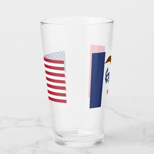 アイオワ州旗を持つ愛国的なガラス杯 タンブラーグラス (右)
