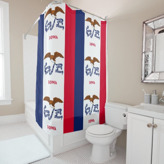 アイオワ州旗を持つ愛国的なシャワーカーテン シャワーカーテン (インサイチュ)