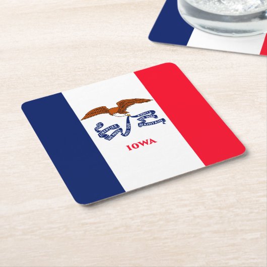 アイオワ州旗デザイン スクエアペーパーコースター (アングル)