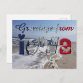 アイオワ州旗ハートUSAからの挨拶 ポストカード (正面/裏面)