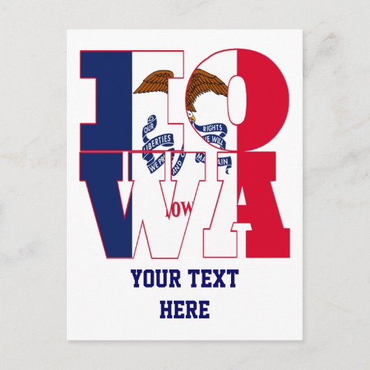 アイオワ州旗文字 ポストカード (正面)