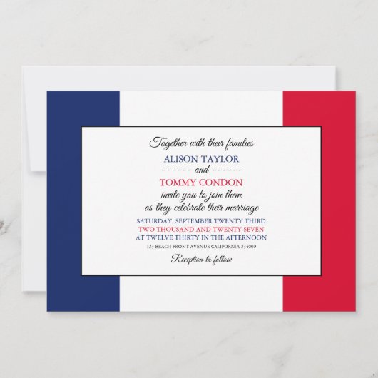 アイオワ州旗結婚。 招待状 (正面)