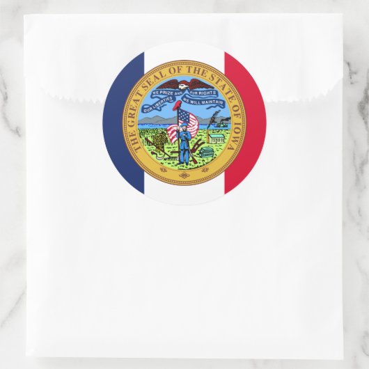 アイオワ州旗・シールアイオワ州旗 ラウンドシール (バッグ)