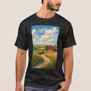 アイオワ州 イラスト 旅行 アート ヴィンテージ Tシャツ