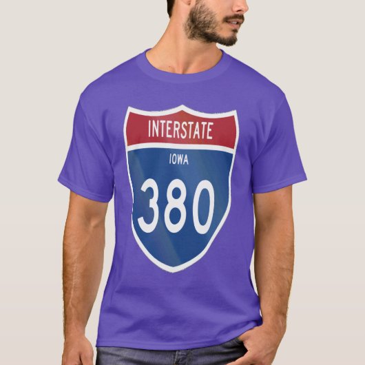 アイオワ州 州間高速道路380号線 I380 ハイウェイ オーバーサイズ 1 Tシャツ (正面)