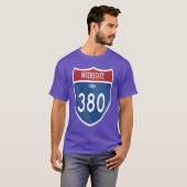 アイオワ州 州間高速道路380号線 I380 ハイウェイ オーバーサイズ 1 Tシャツ (正面フル)