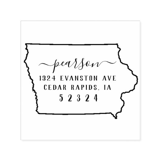 アイオワ差出人住所スタンプ自己インク セルフインキングスタンプ (デザイン)