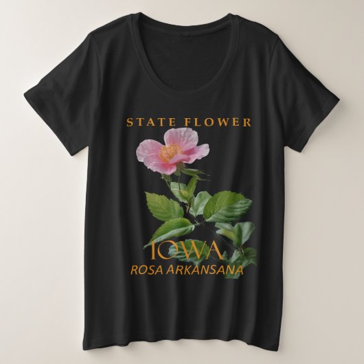 アイオワ準州の花 ロサ・アルカンサナ プラスサイズTシャツ (デザイン正面)