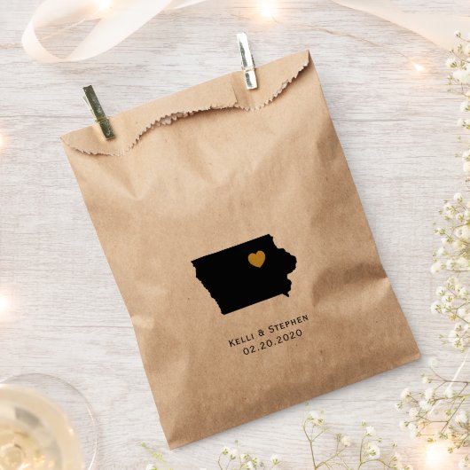 アイオワ結婚式の引き出物トリートサックス、抱き枕 フェイバーバッグ (クリップ留めされた状態)