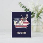 アイオワ統一された州レトロ州マップヴィンテージUSA シーズンポストカード (スタンド正面)