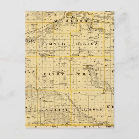 アイオワ郡の地図、アイオワ州 ポストカード (正面)