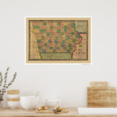 アイオワ鉄道車両地図1855 ポスター (キッチン)